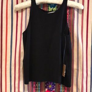 Rachel Roy black knit top L sexy open back